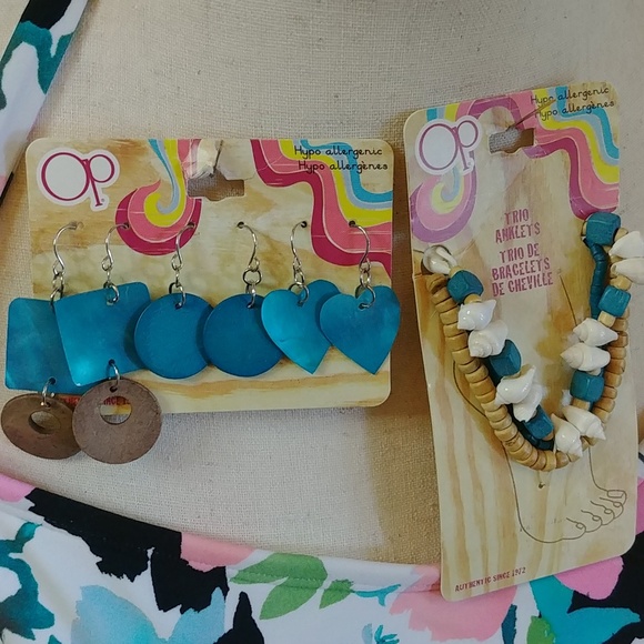 NWT OP Earrings and Trio of Anklets Set - Picture 7 of 7